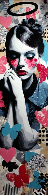 Free angel bookmark featuring praying angel with small word pray